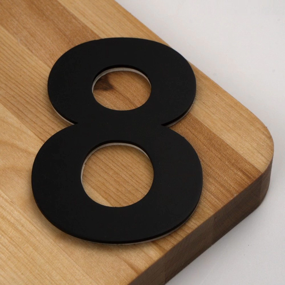 Номер на дверь самоклеящийся 8 нержавеющая сталь, черный НОРА-М