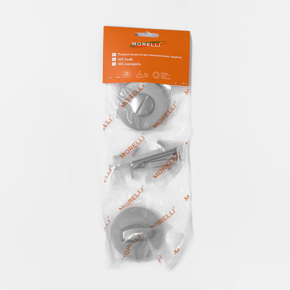 Дверные накладки с заверткой матовый хром Morelli MH-WC-R6 SC