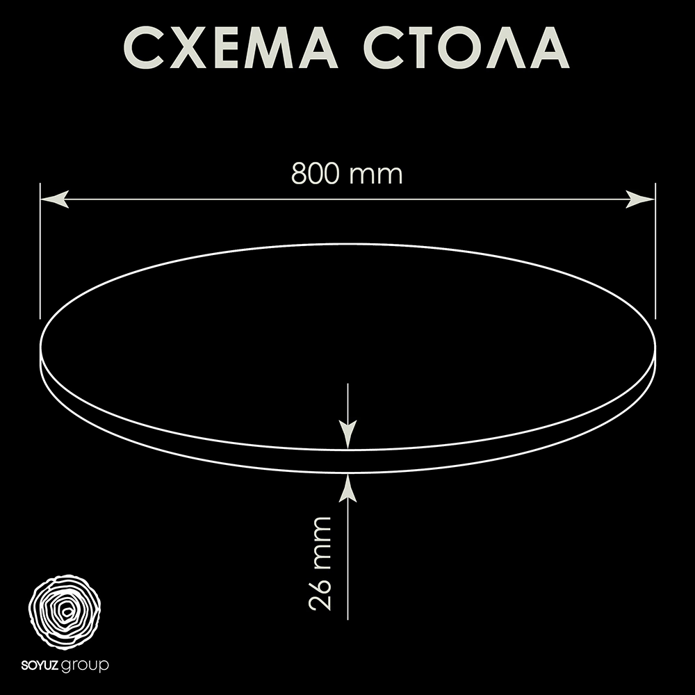 Столешница для кухонного стола d800х26 мм Ламегу
