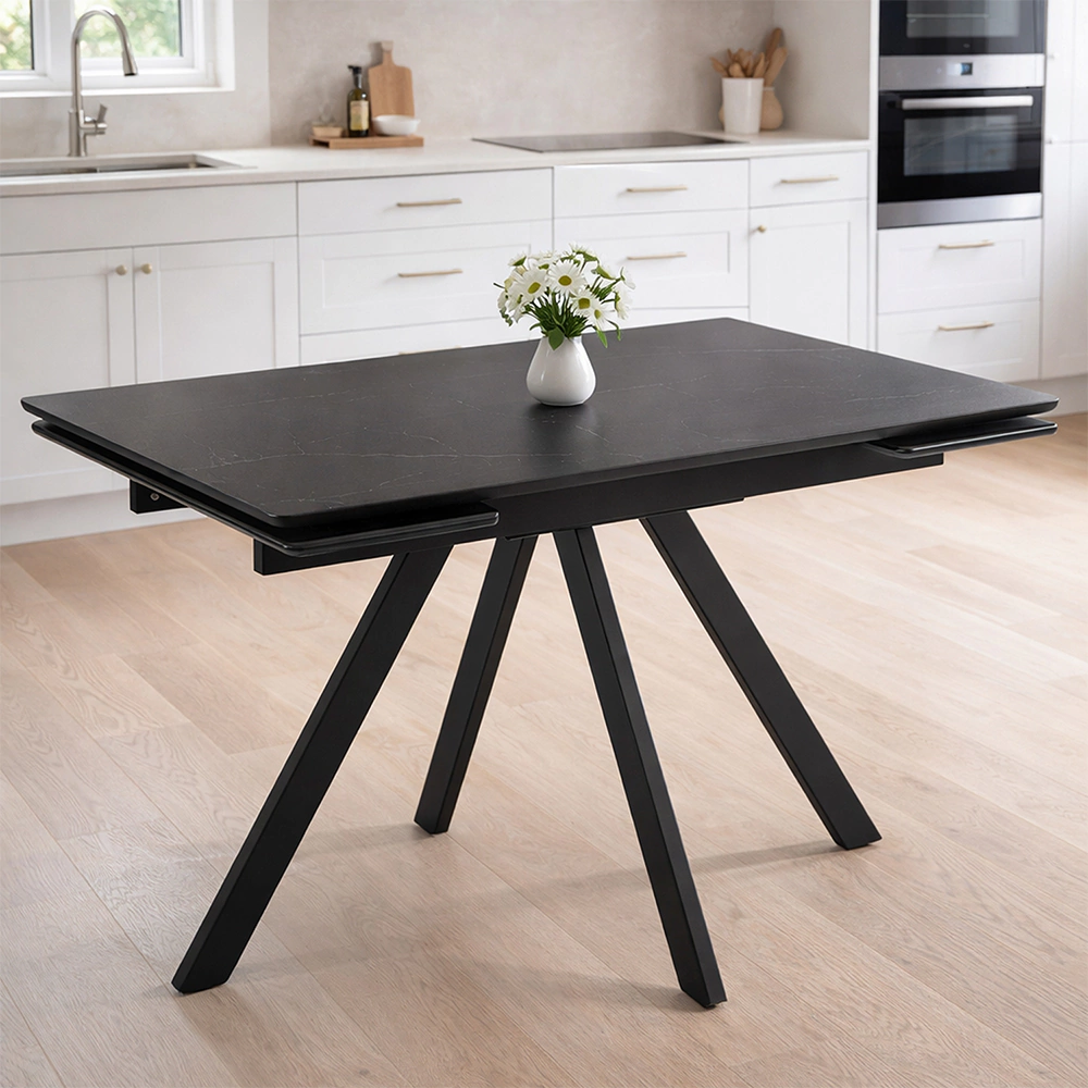 Стол кухонный раздвижной 120(180)х80 см черный