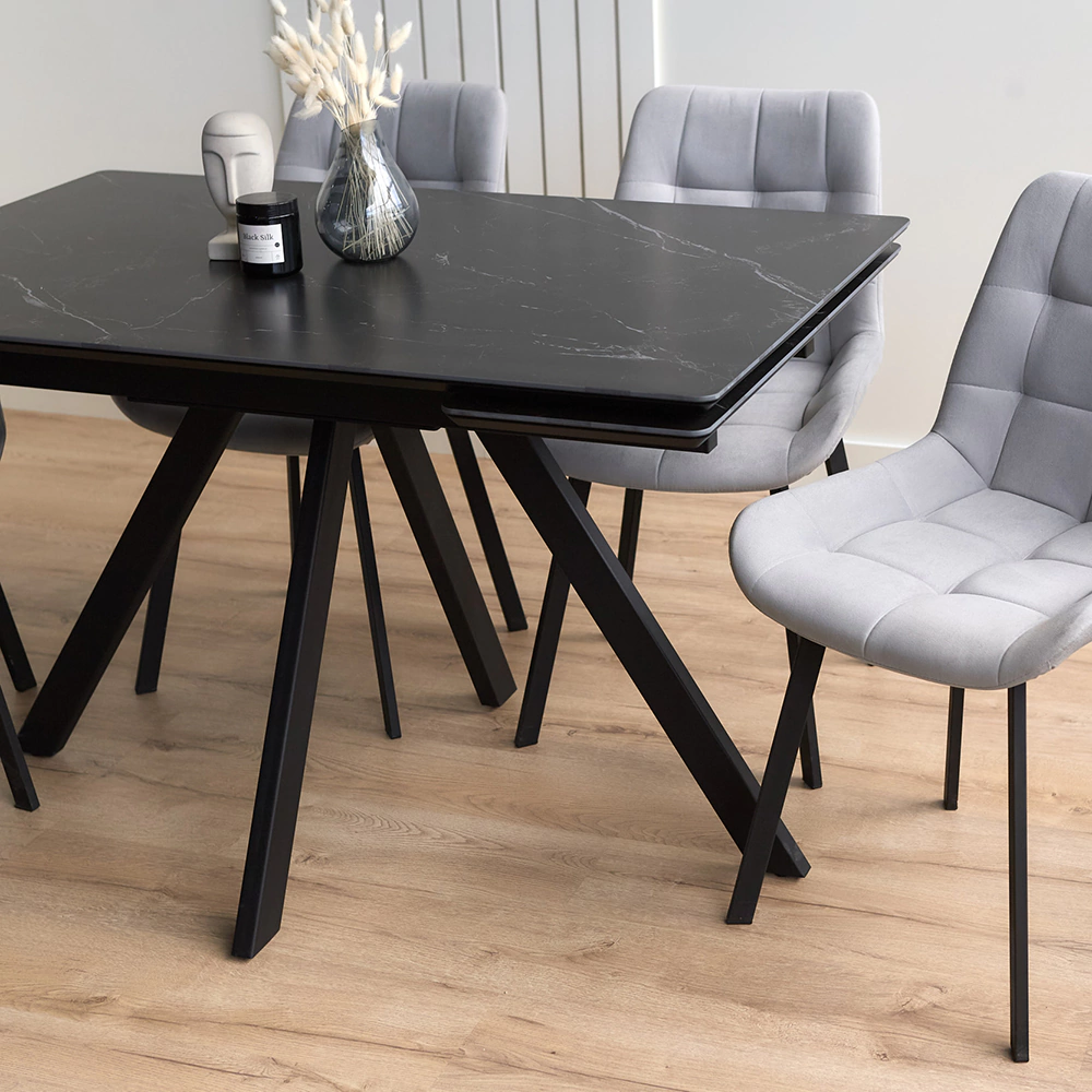 Стол кухонный раздвижной 120(180)х80 см черный