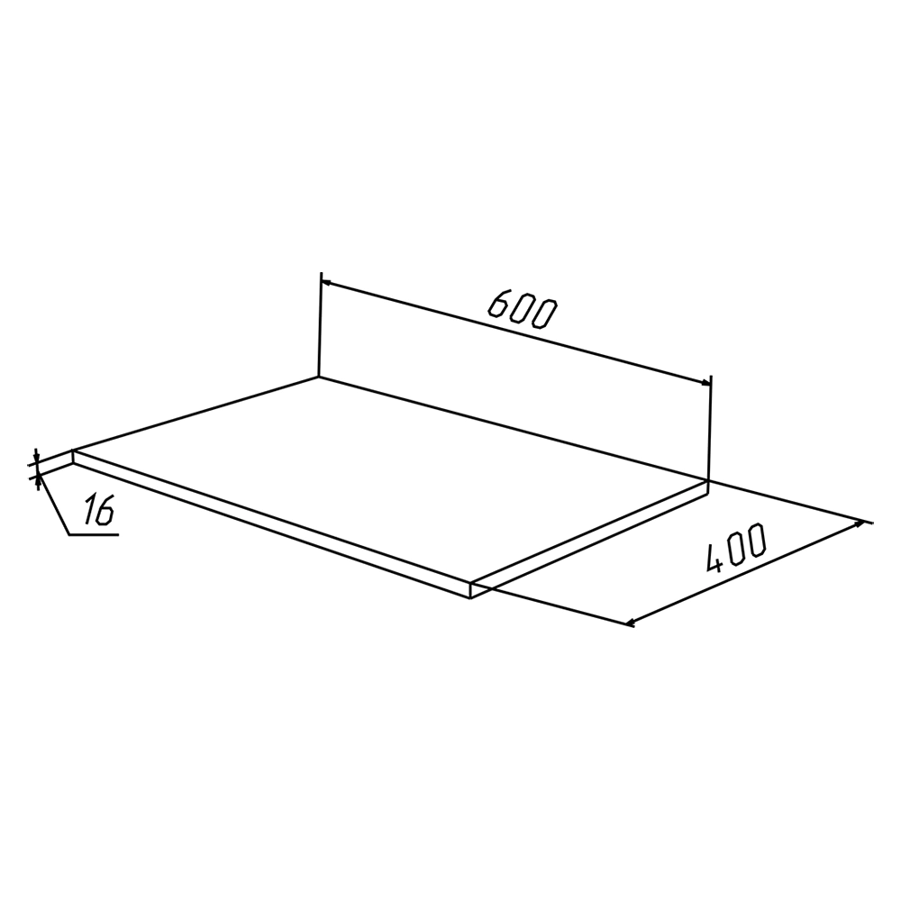 Полка мебельная ДСП 600х400х16 Венге