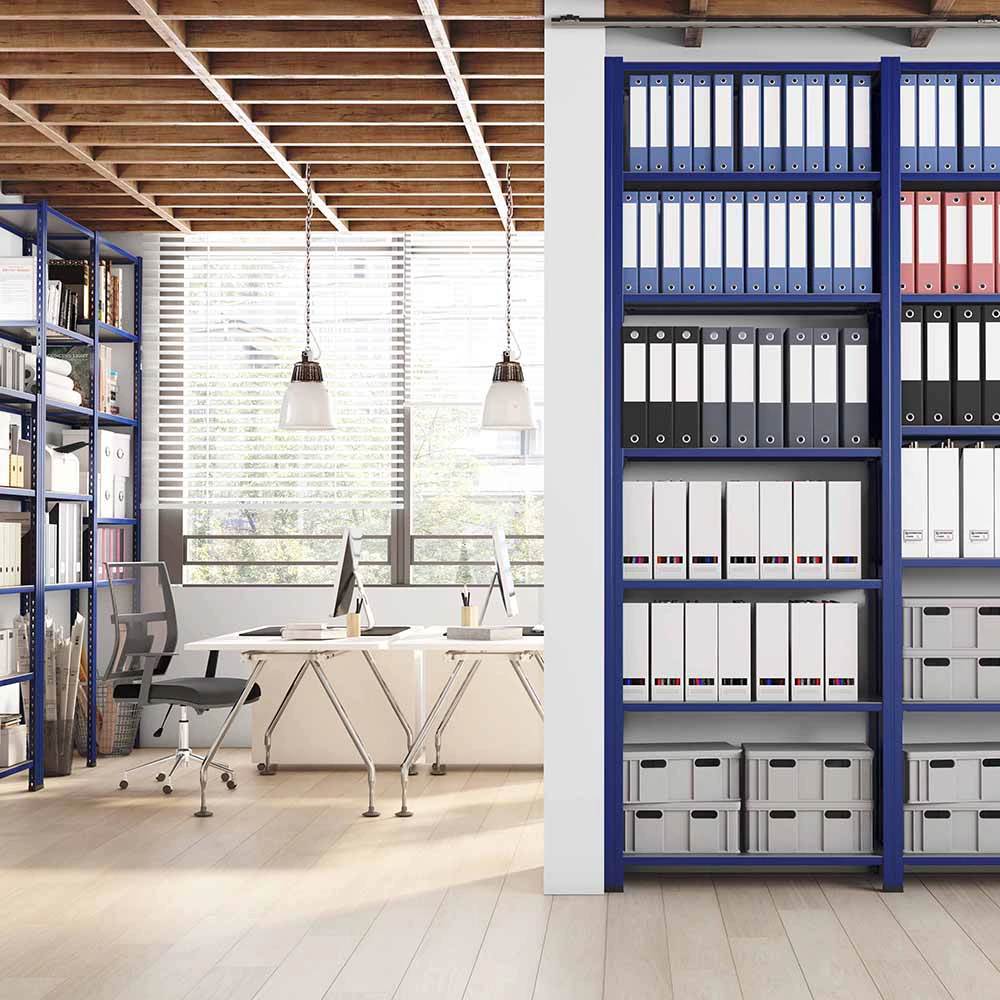 Продольная балка для стеллажа без болтовая 800 мм синяя