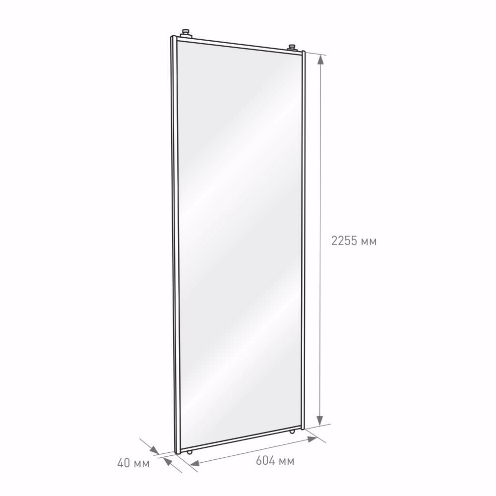 Дверь для шкафа-купе 604х2255 мм зеркало/алюминий белый муар трапеция