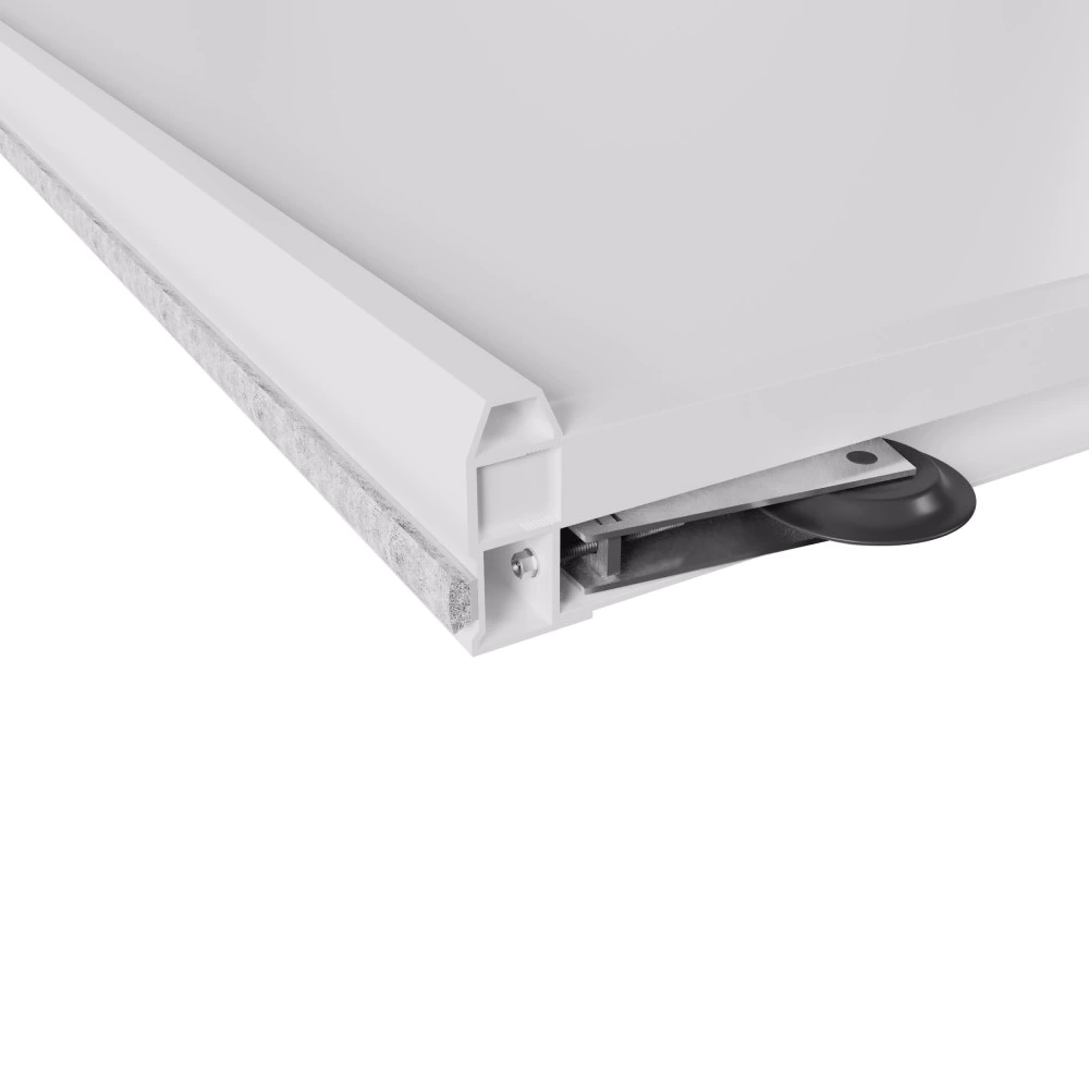 Дверь для шкафа-купе 604х2255 мм ЛДСП Белый/алюминий белый муар трапеция