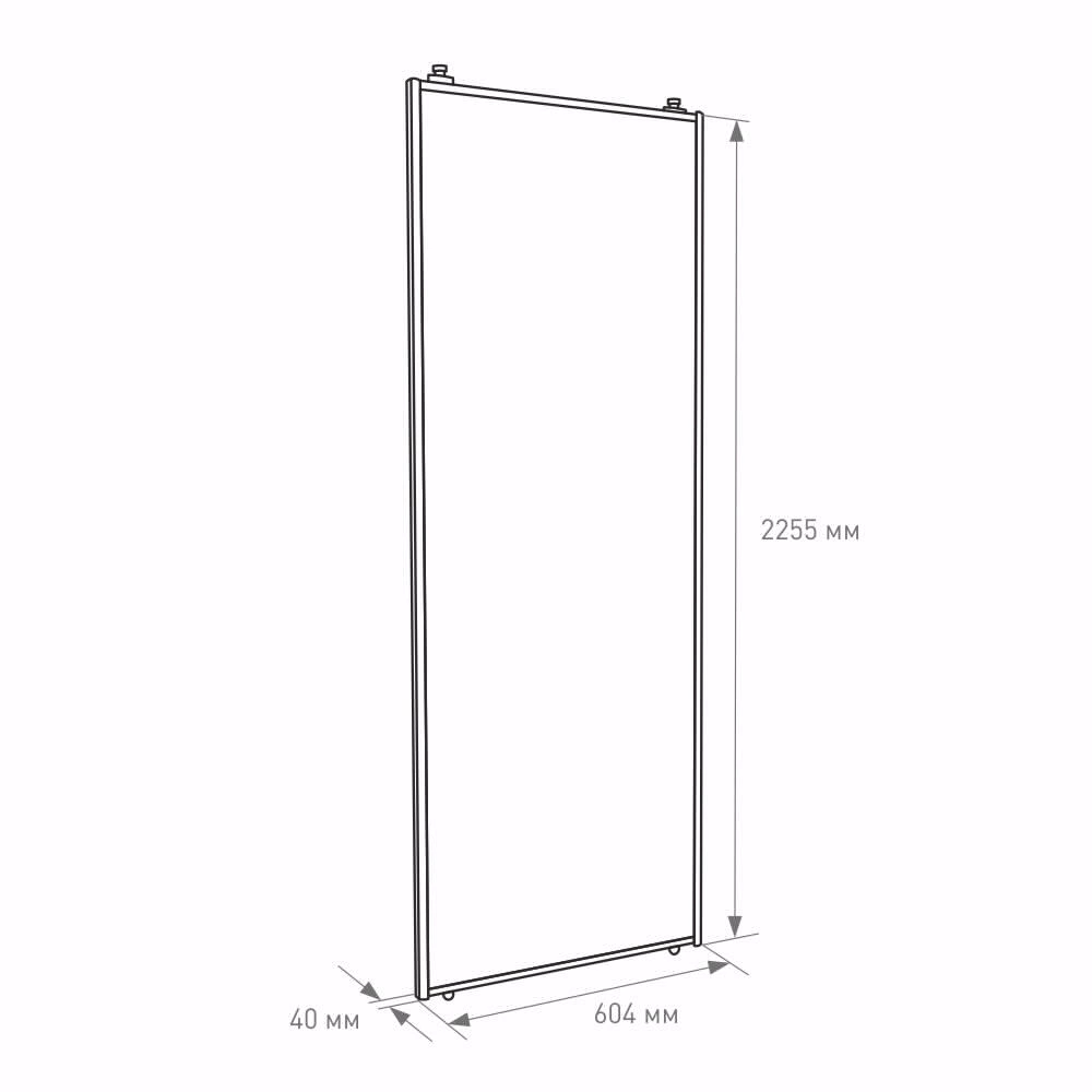 Дверь для шкафа-купе 604х2255 мм ЛДСП Белый/алюминий белый муар трапеция