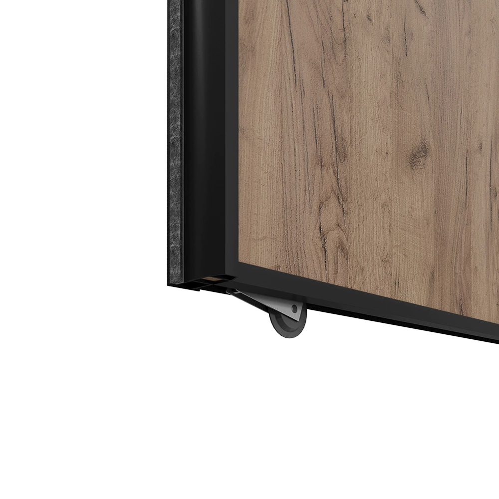 Дверь для шкафа-купе 604х2255 мм ЛДСП Дуб крафт табачный/алюминий черный муар трапеция