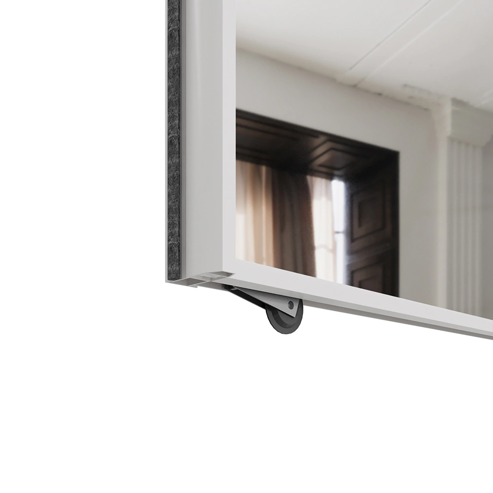 Дверь для шкафа-купе 804х2455 мм зеркало/алюминий белый муар трапеция