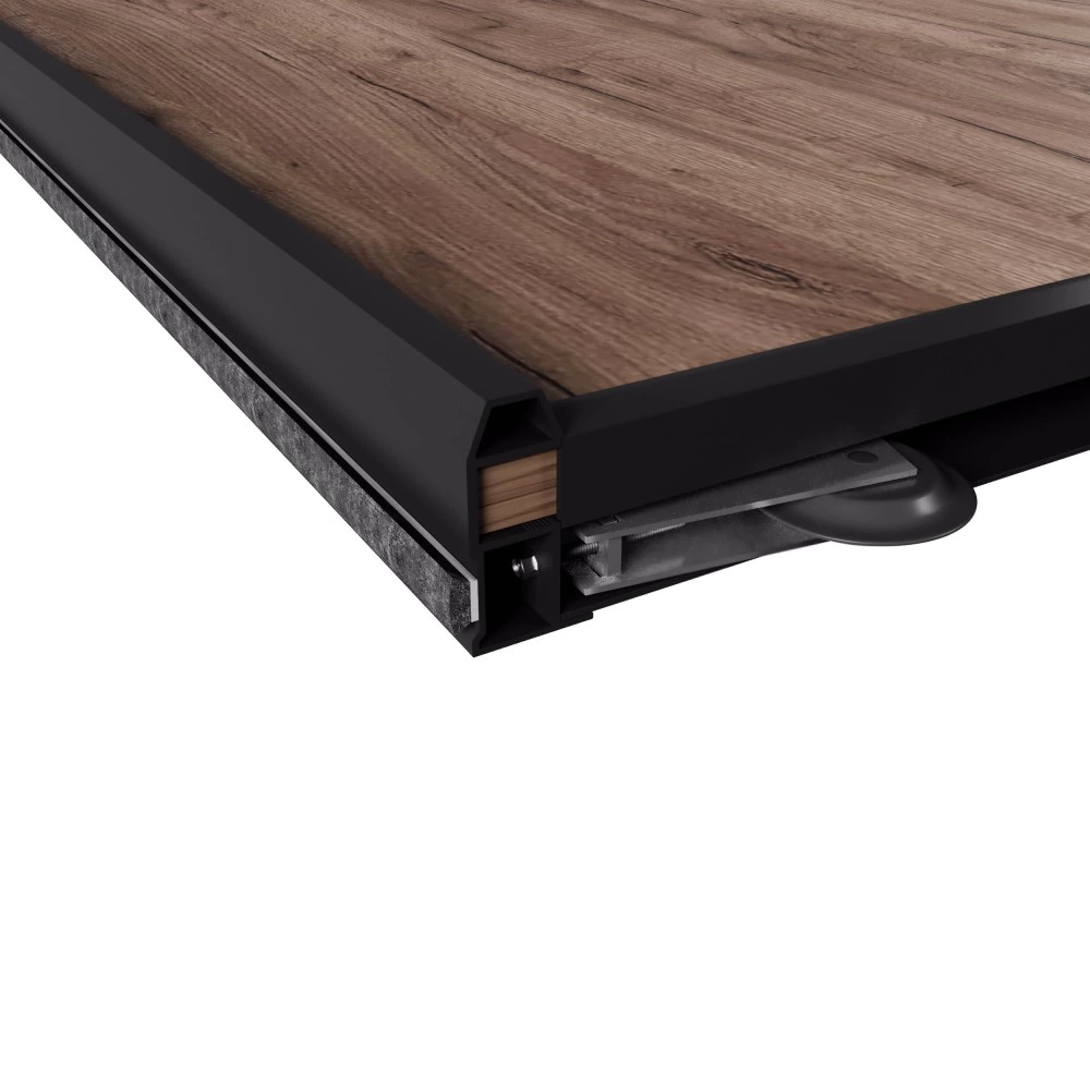 Дверь для шкафа-купе 804х2455 мм ЛДСП Дуб крафт табачный/алюминий черный муар трапеция