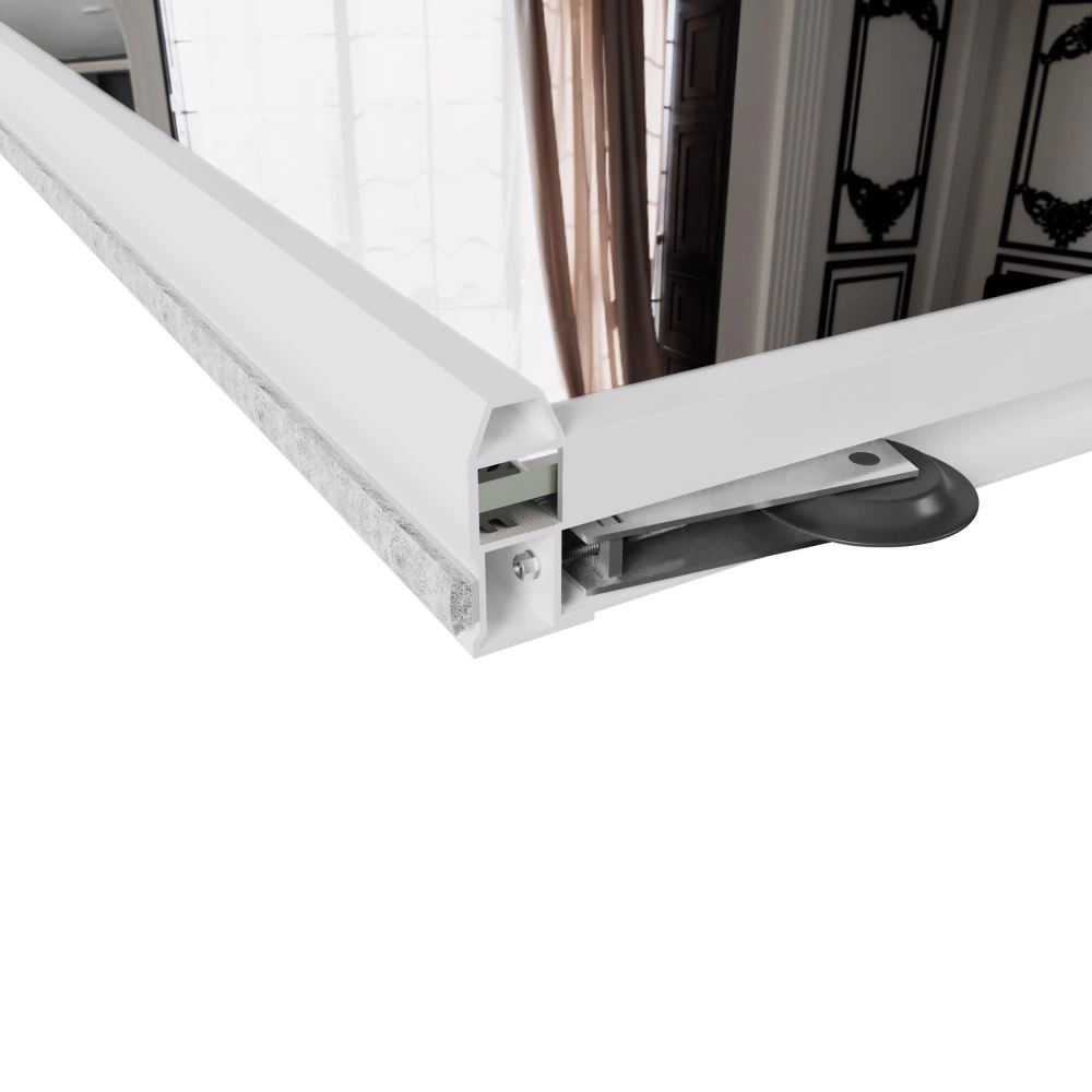 Дверь для шкафа-купе 904х2255 мм зеркало/алюминий белый муар трапеция