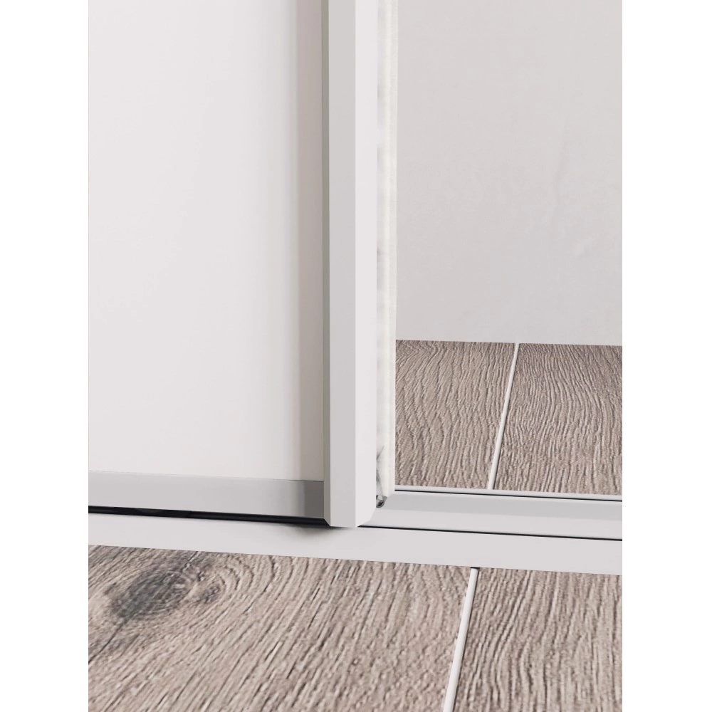 Дверь для шкафа-купе 904х2455 мм ЛДСП Белый/алюминий белый муар трапеция