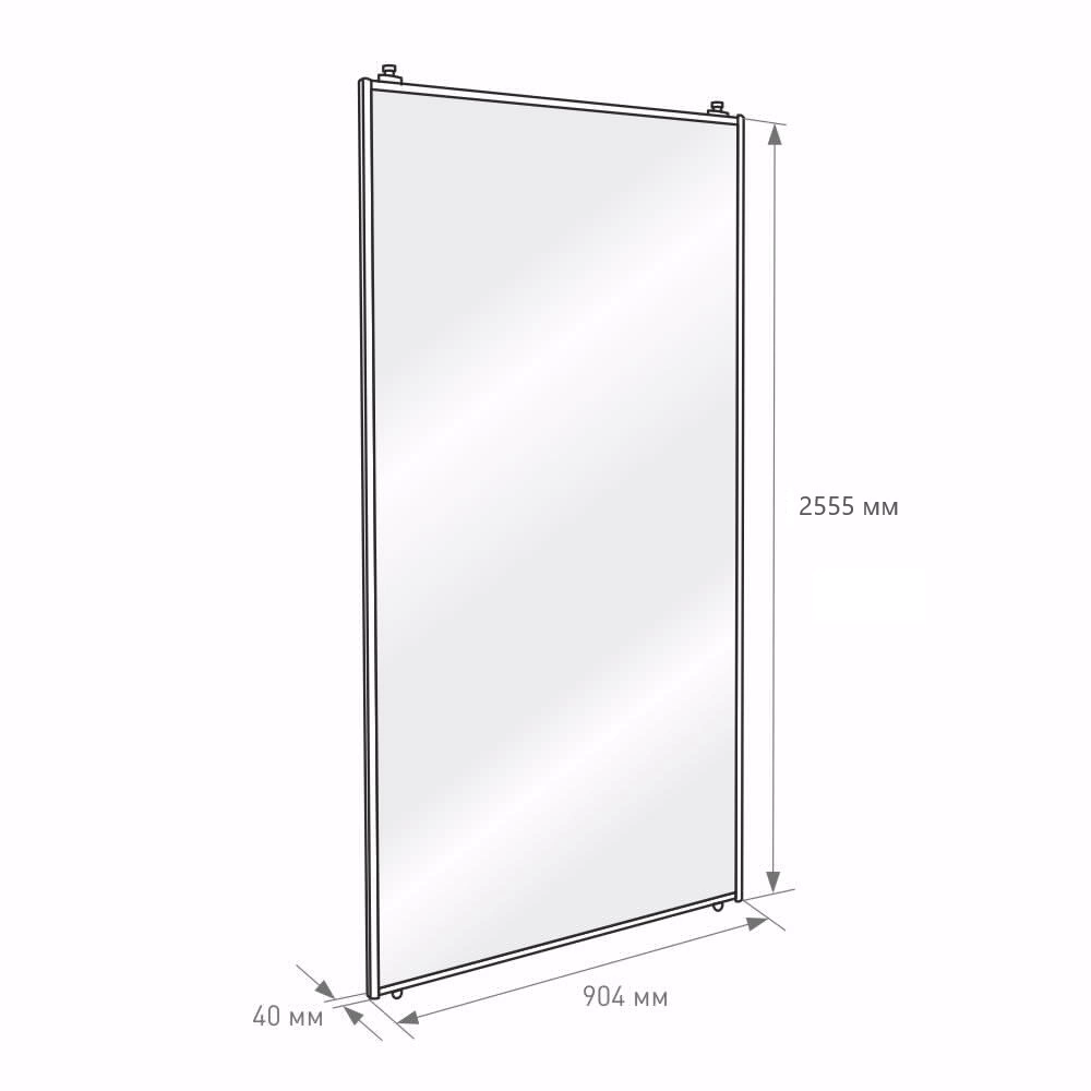 Дверь для шкафа-купе 904х2555 мм зеркало/алюминий белый муар трапеция