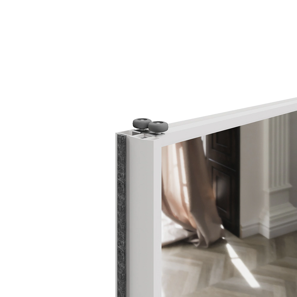 Дверь для шкафа-купе 1004х2255 мм зеркало/алюминий белый муар трапеция