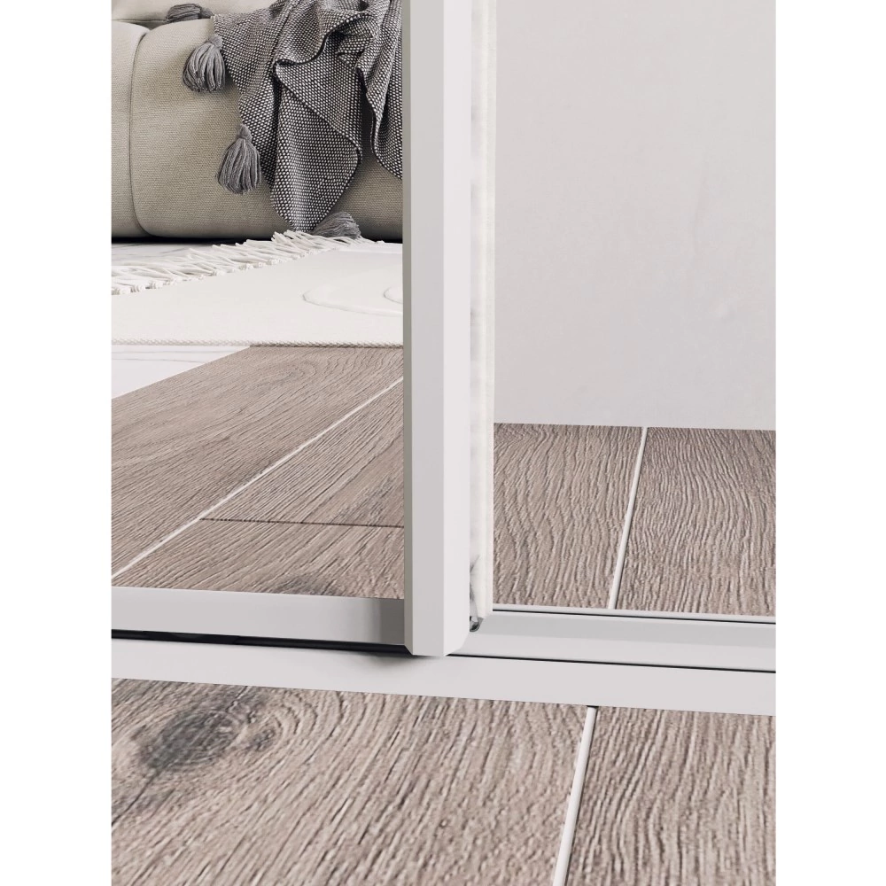 Дверь для шкафа-купе 1004х2255 мм зеркало/алюминий белый муар трапеция