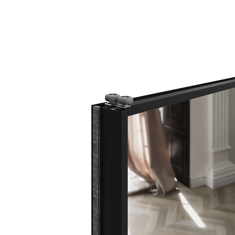 Дверь для шкафа-купе 1004х2555 мм зеркало/алюминий черный муар трапеция