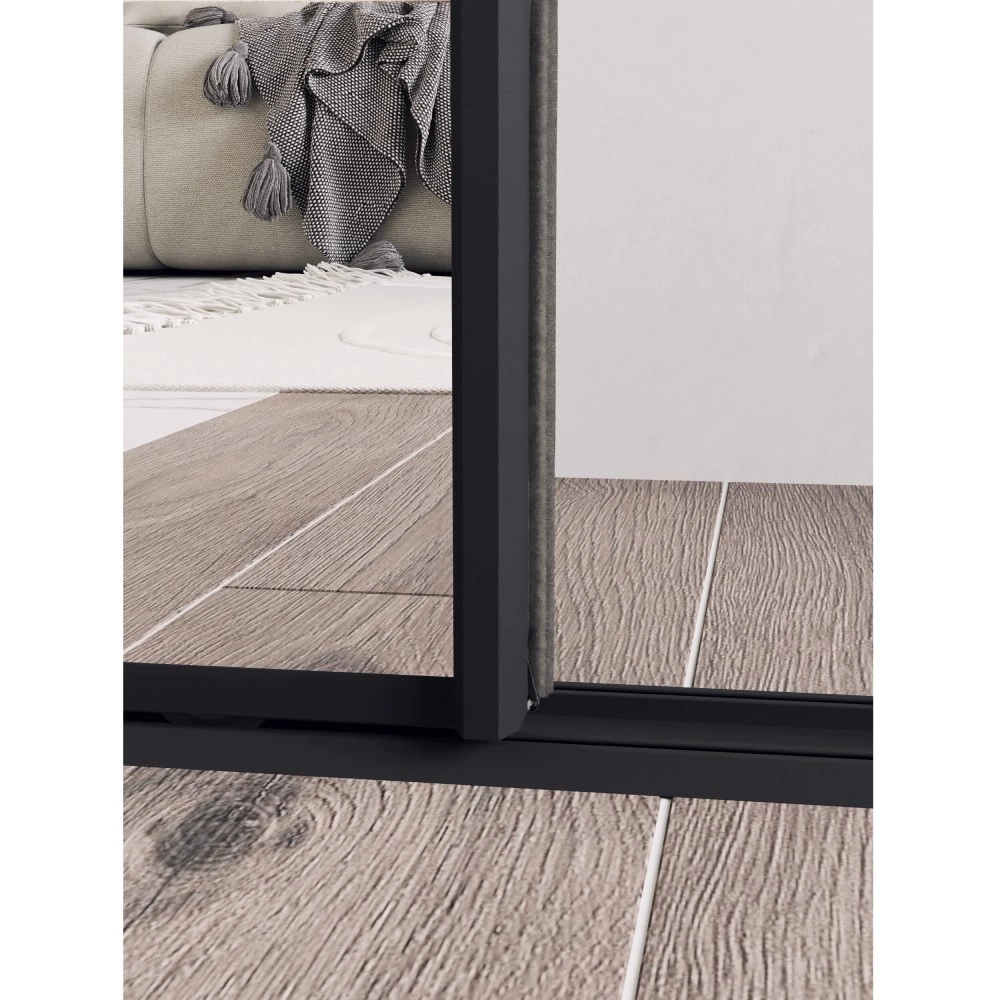 Дверь для шкафа-купе 1004х2555 мм зеркало/алюминий черный муар трапеция