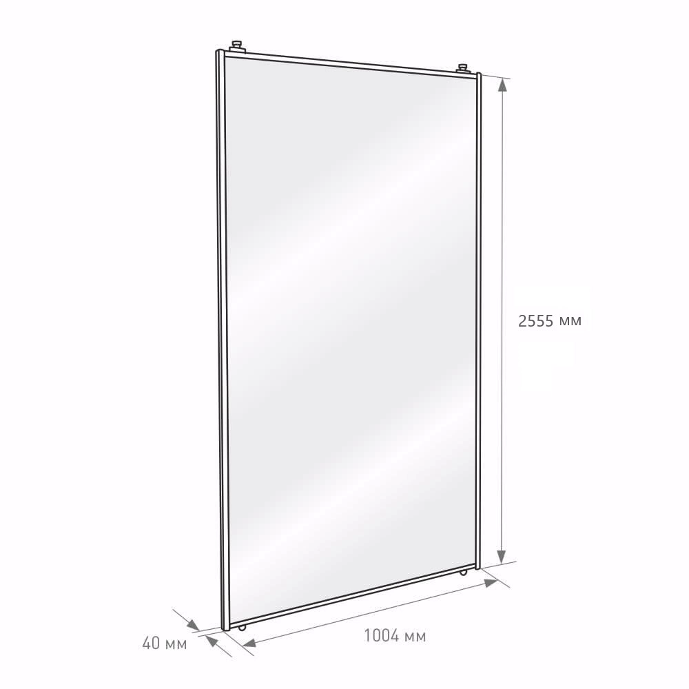 Дверь для шкафа-купе 1004х2555 мм зеркало/алюминий черный муар трапеция