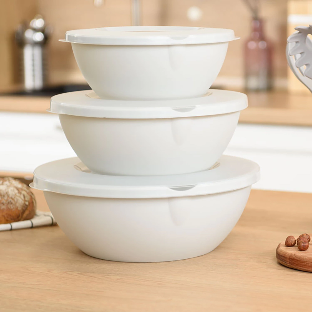 Миска с крышкой BERGEN 1 л пластик светло-серый