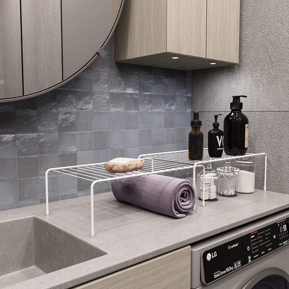 Полка раздвижная металл белый муар