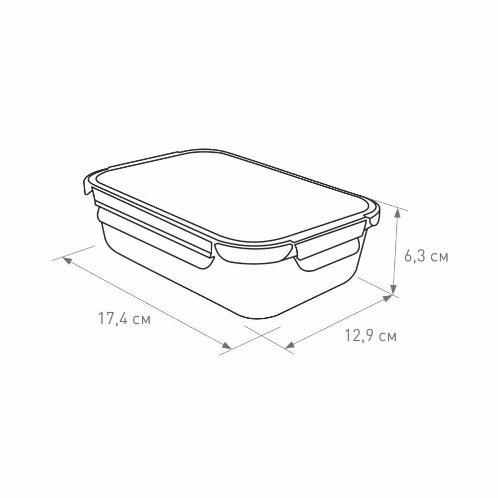 Контейнер герметичный для продуктов прямоугольный 0,6 л стекло/силикон