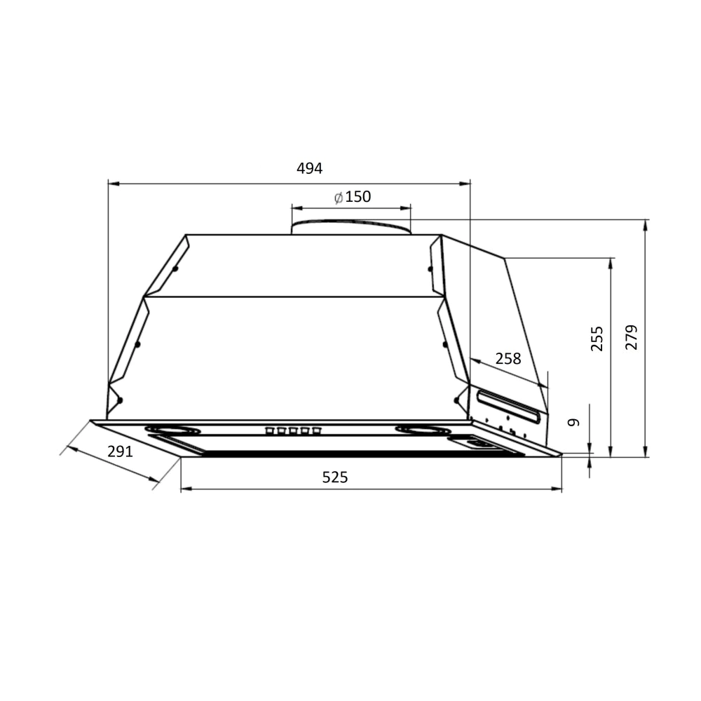 Вытяжка встраиваемая черная 60 см HOLBERG Bin 600BL 750 м3/ч