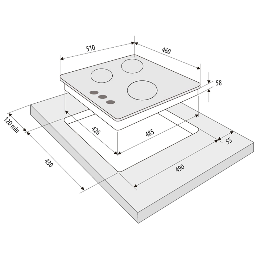 Газовая варочная поверхность белая 45 см KRONA FIERO 45 WH