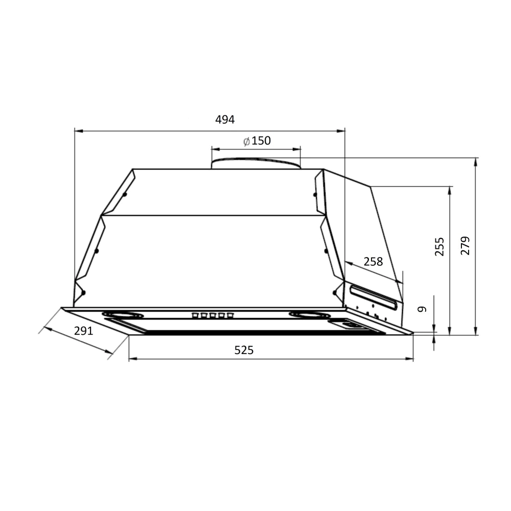 Вытяжка полновстраиваемая белая 60 см HOLBERG Bin 600W 750 м3/ч