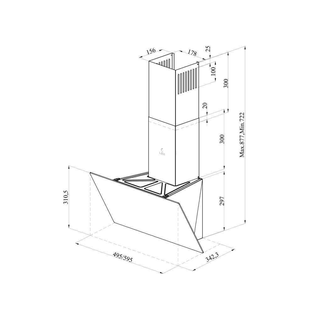 Вытяжка наклонная черная 60 см HOLBERG PLAZA 600TBL HP 950 м3/ч