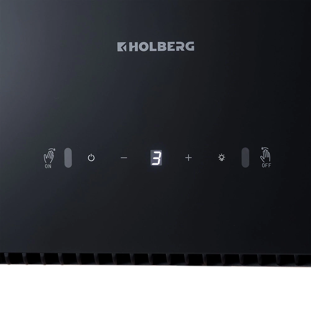 Вытяжка пристенная черная 40 см HOLBERG Cube 40NTBL HP 900 м3/ч