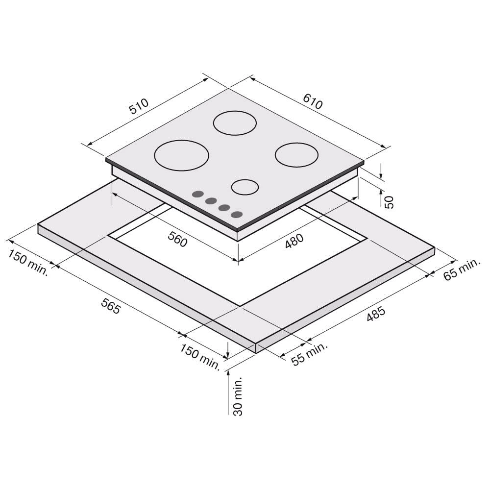 Газовая варочная поверхность серая 60 см KRONA MYSTERIUM gh 60 GR