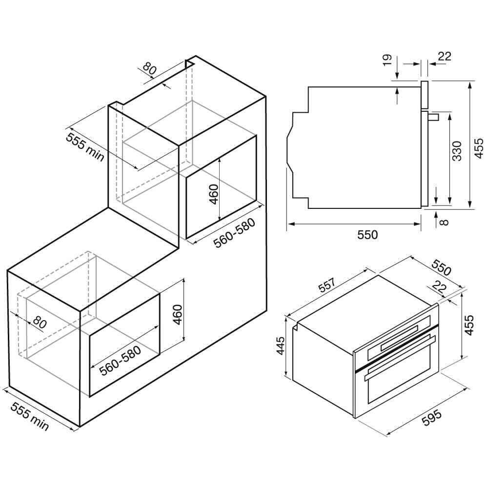 Духовой шкаф электрический черый 45 см KRONA PARABEL 45H BL/BL