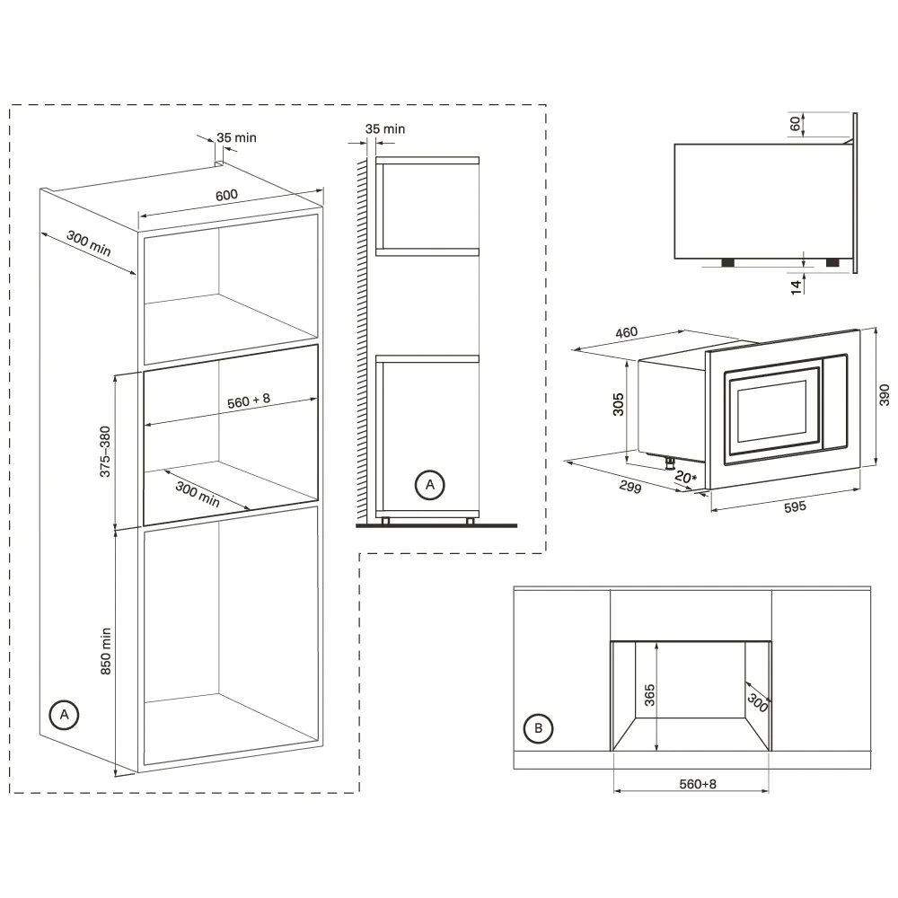 Микроволновая печь встраиваемая черная KRONA WINDEN 60 BL
