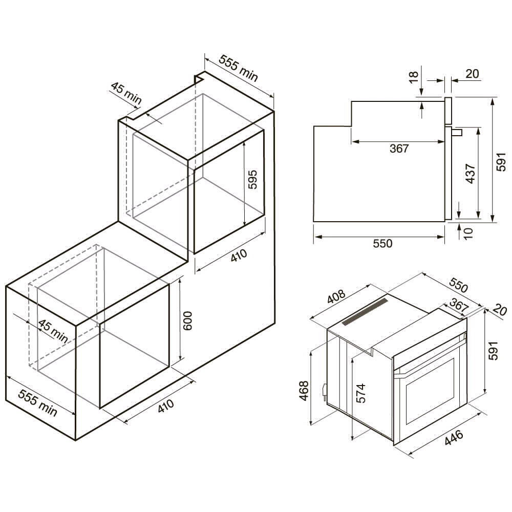 Духовой шкаф электрический черный 45 см KRONA RITUS 45 BL/BL G2