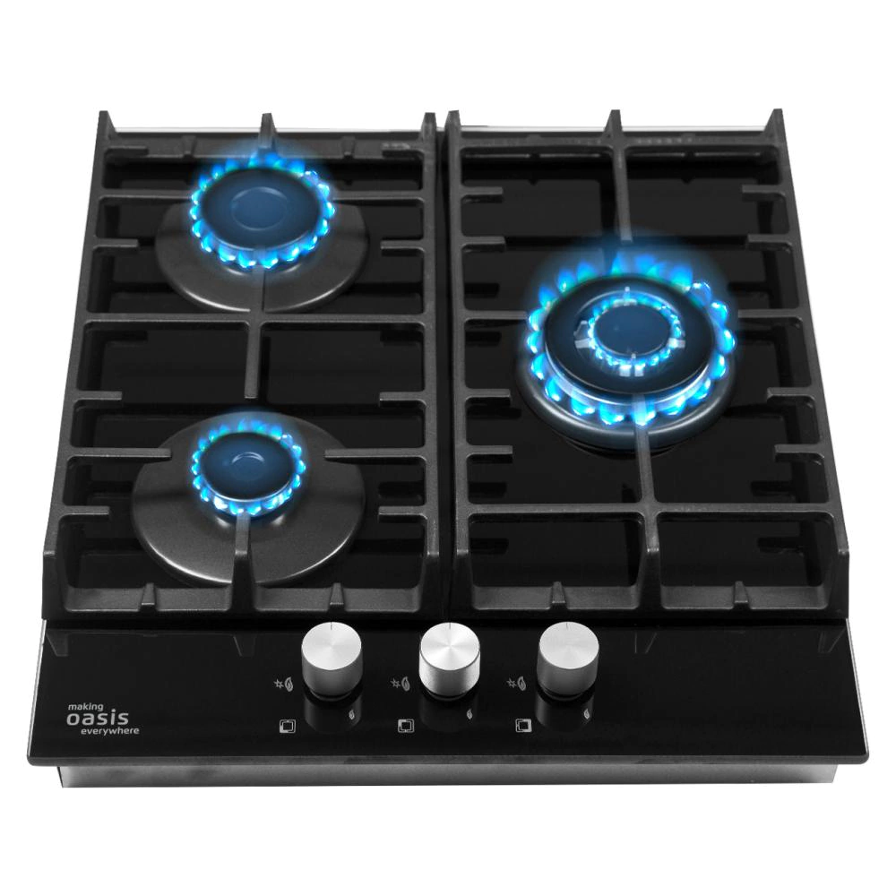 Газовая варочная поверхность черная 45 см Oasis P-3GBT