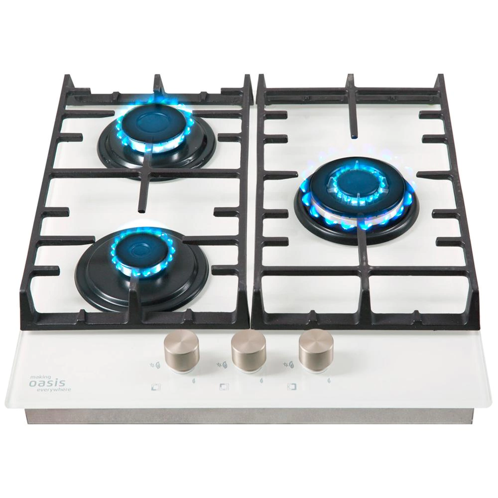 Газовая варочная поверхность белая 45 см Oasis P-3GWT