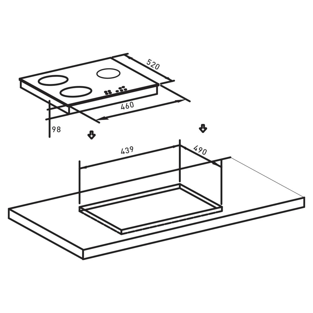 Газовая варочная поверхность белая 45 см Oasis P-3GWT
