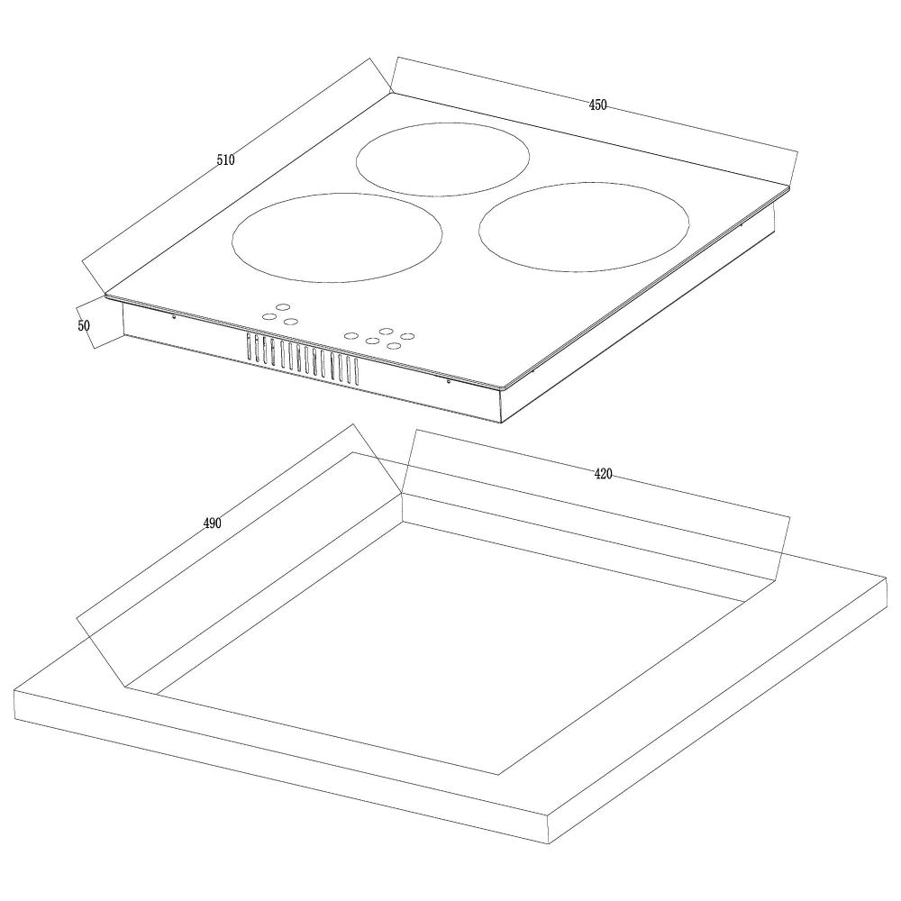 Электрическая варочная панель черная 45 см Oasis P-3SBS