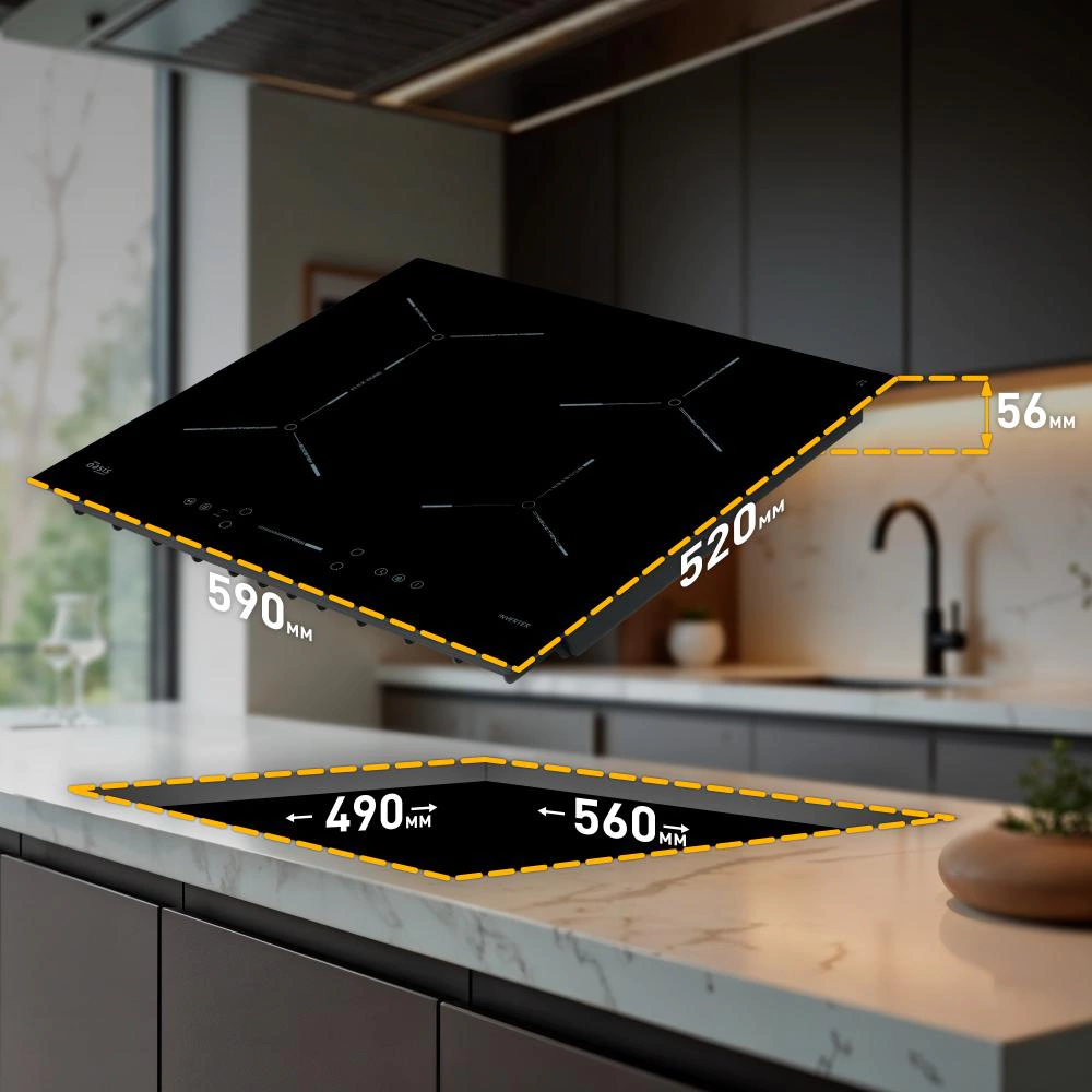 Индукционная варочная панель черная 60 см Oasis P-EBGD