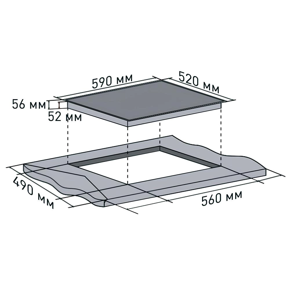 Индукционная варочная панель черная 60 см Oasis P-EBGD