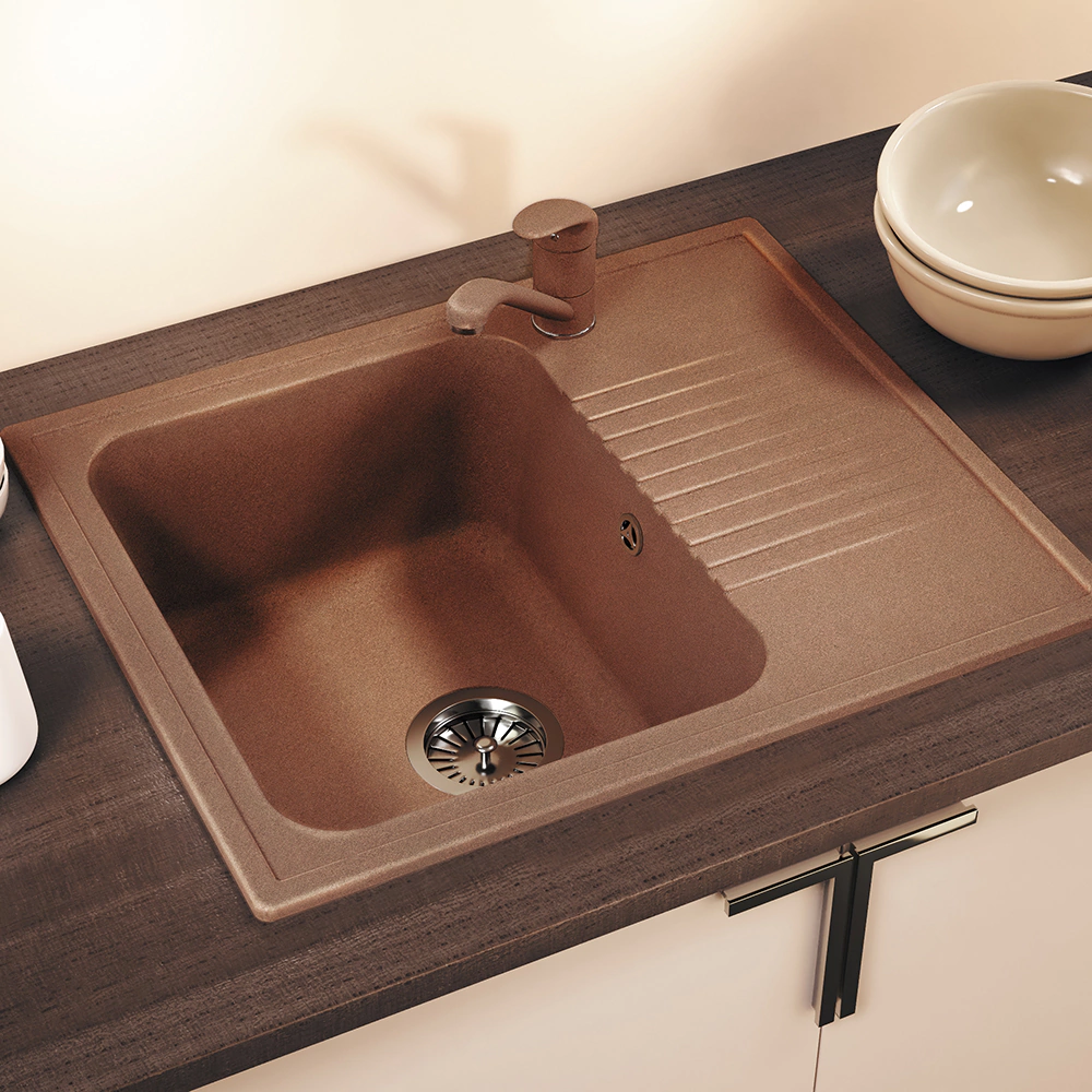 Мойка для кухни Polygran 610х500 мм искусственный камень цвет терракот F-07