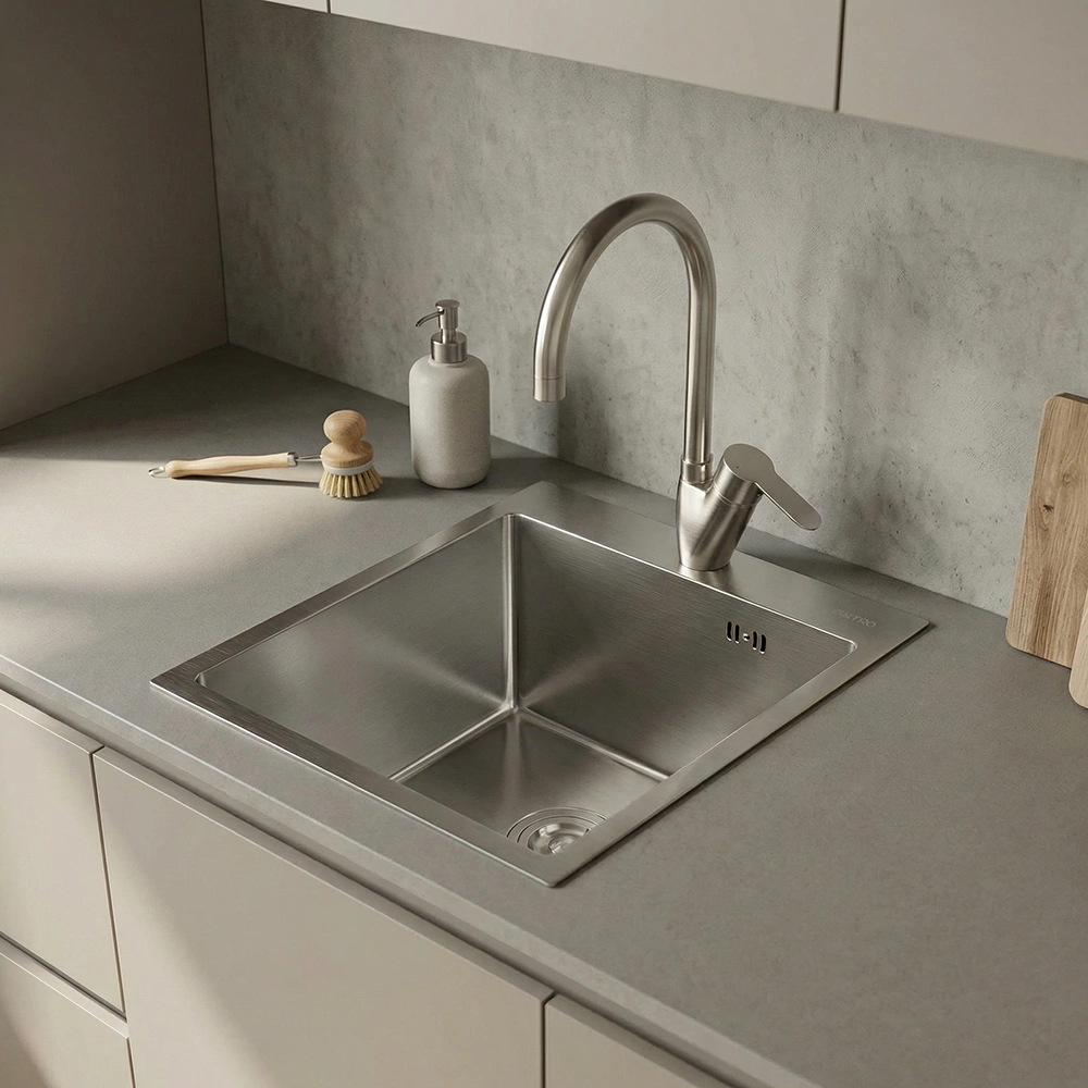 Мойка кухонная стальная сатин 440х500х220 мм KITRO