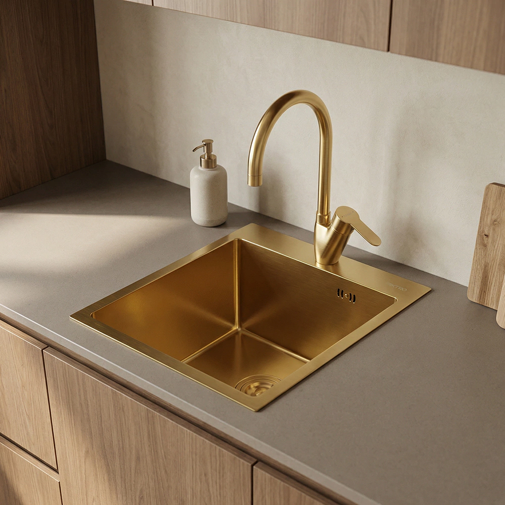 Мойка кухонная стальная золотая 440х500х220 мм KITRO