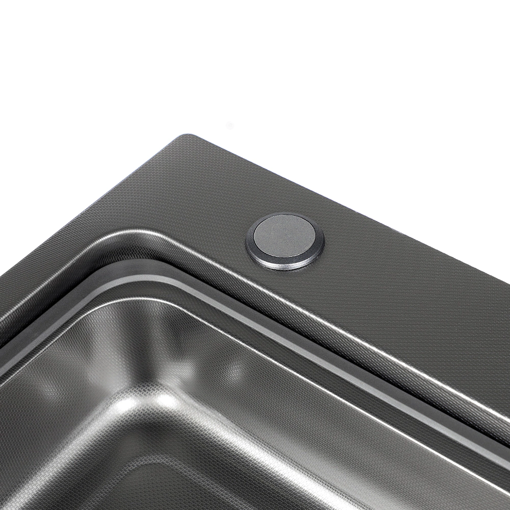 Мойка кухонная стальная функциональная черная 750x460х220 мм KITRO