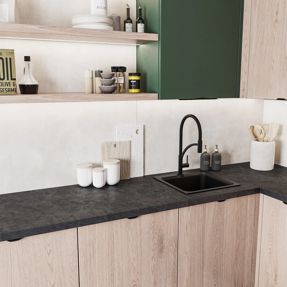 Мойка кухонная из искусственного камня черная 432х432х160 мм GranFest Smart