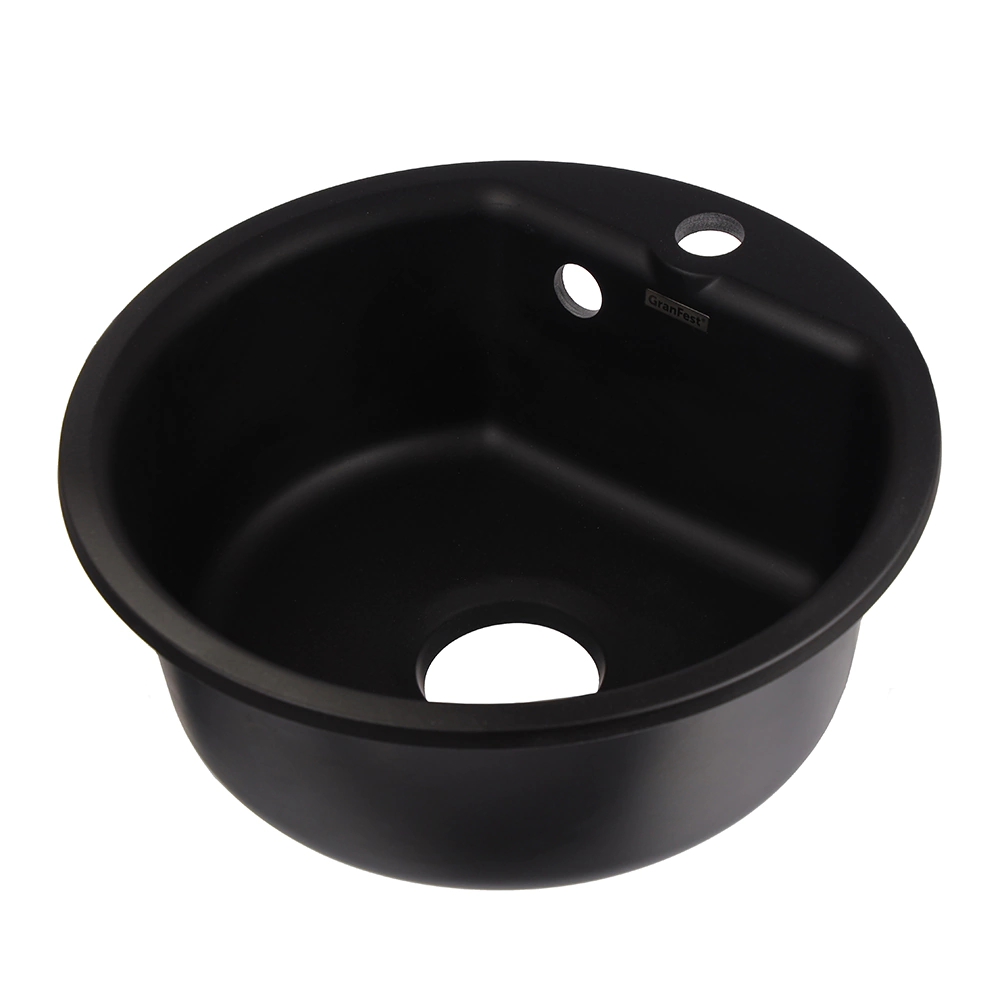 Мойка кухонная из искусственного камня черная d-435 мм глубина 160 мм GranFest Smart