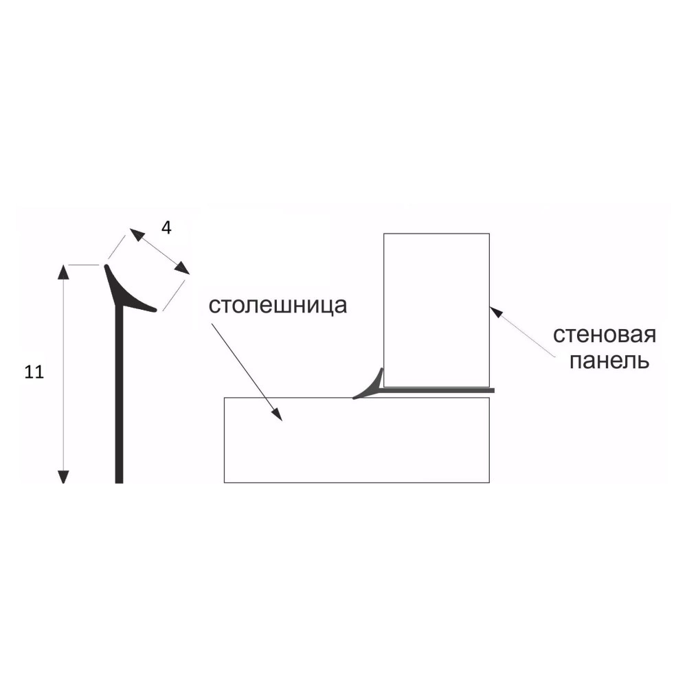 Профиль уплотнительный для столешницы 3,05 м белый