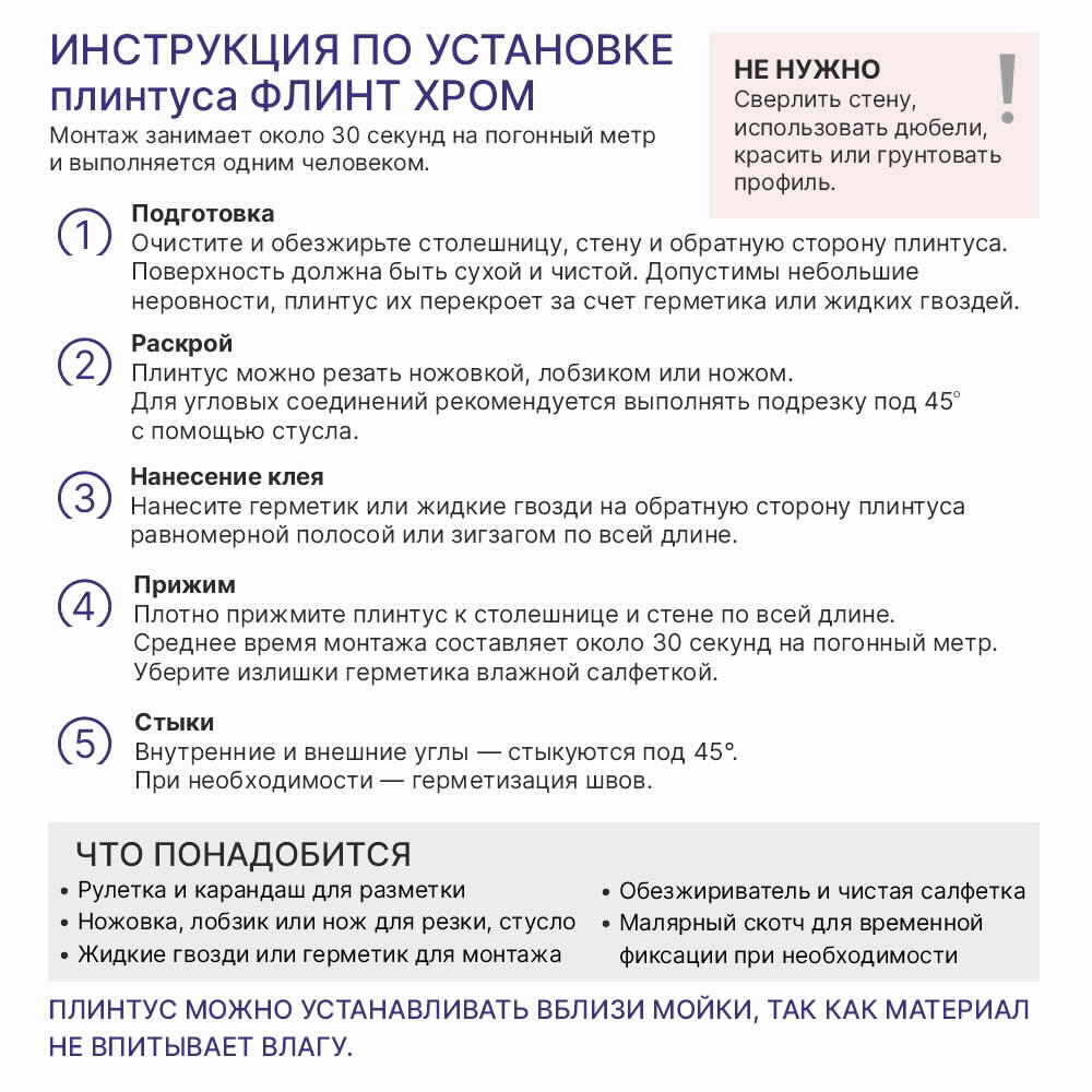 Плинтус для столешниц 40х15 мм графит 1,7 м