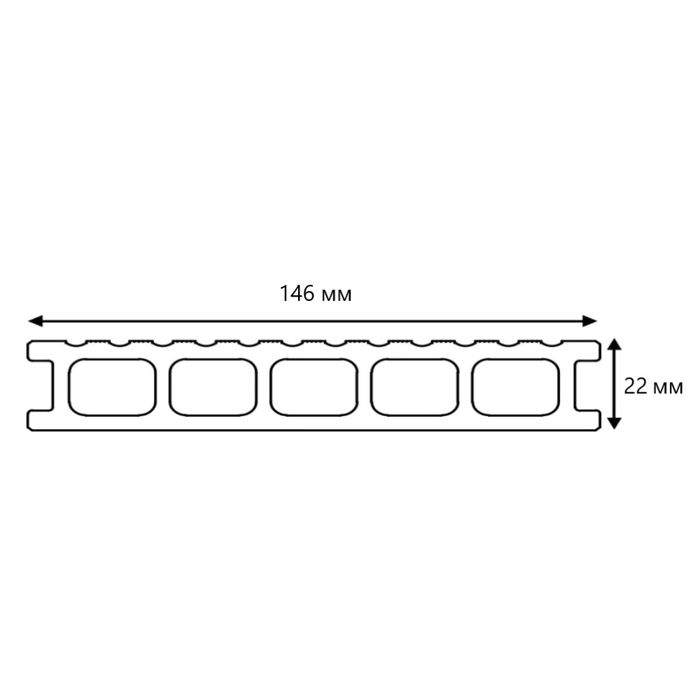 Террасная доска ДПК 22х146х3000 мм 0,438 м2 Шоколад Harvex Джулия 3D