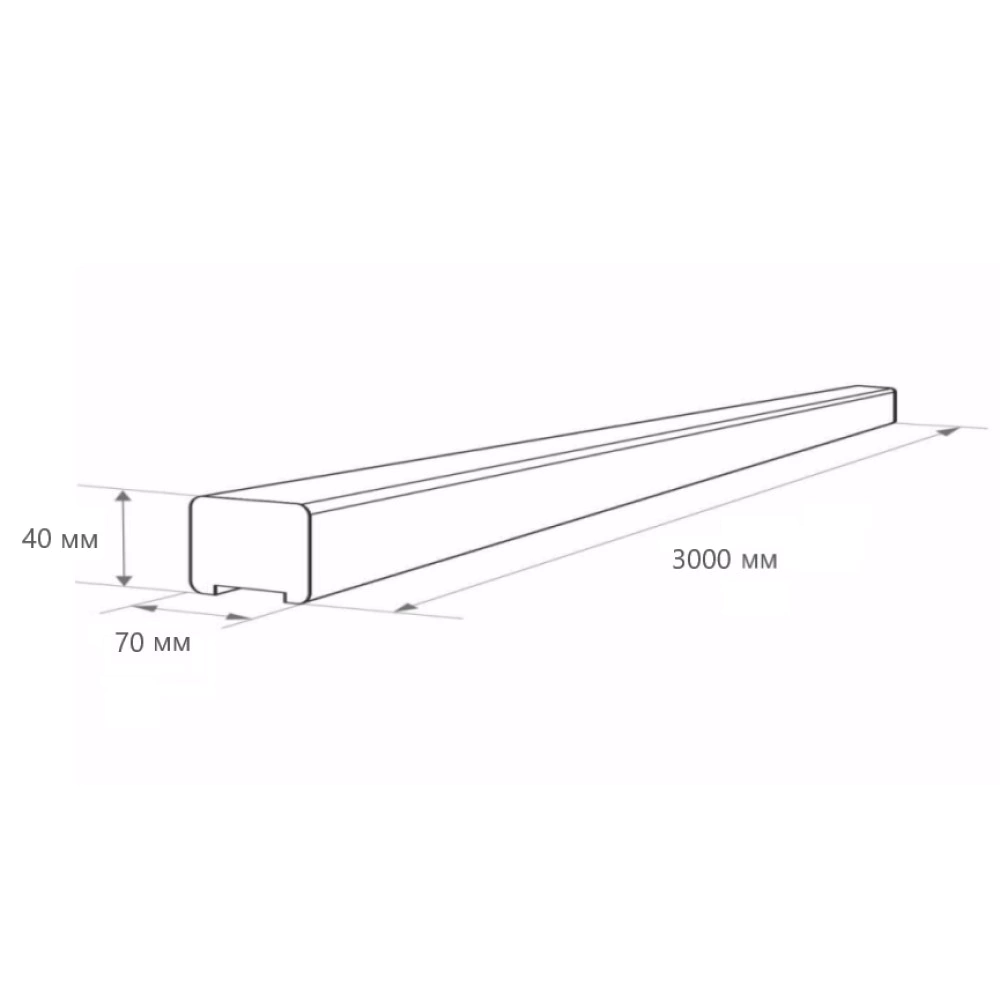 Поручень 40х70х3000 мм с пазом под балясину 50 мм лиственница Экстра