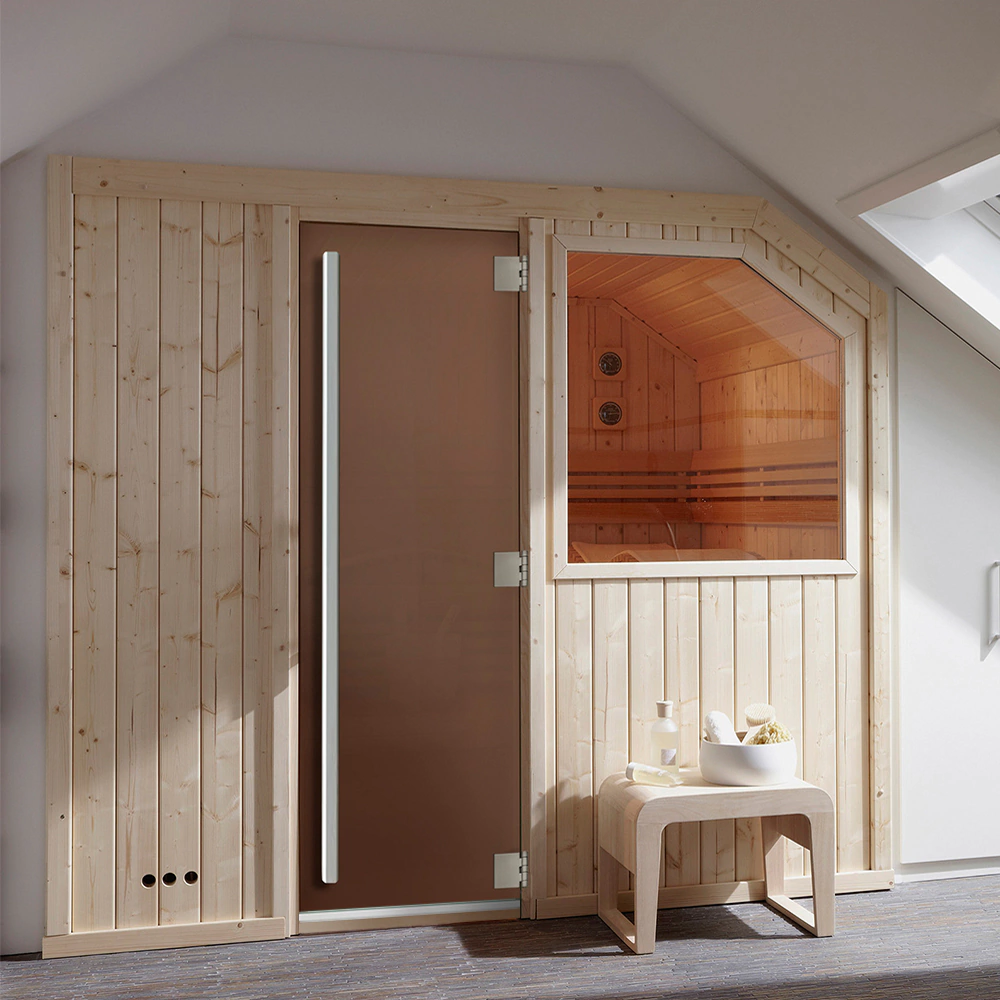 Дверь для сауны Престиж с вертикальной ручкой бронза матовая 190х70 см стекло 8 мм